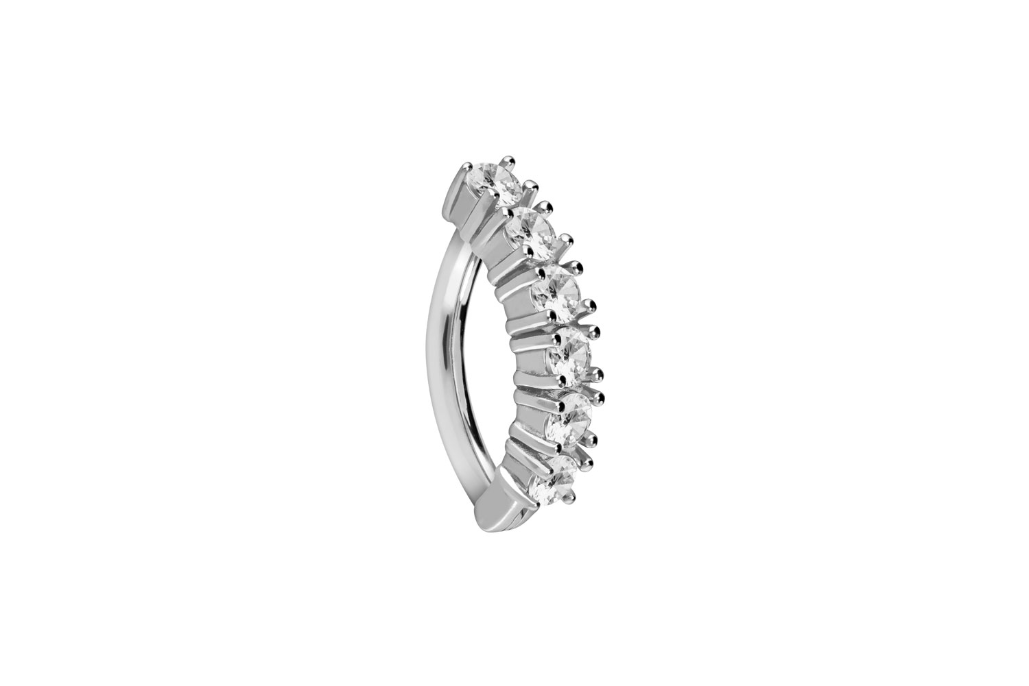 Titan Bauchnabelclicker Bauchnabelpiercing BOGEN + 6 EINGEFASSTE KRISTALLE